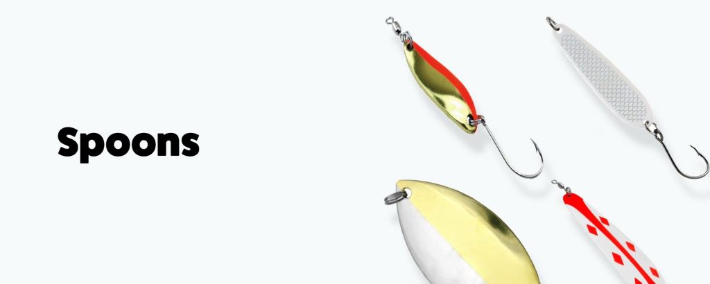 Popular Canadian fishing spoons for 2025 displayed in different shapes and finishes, highlighting the best lures for anglers