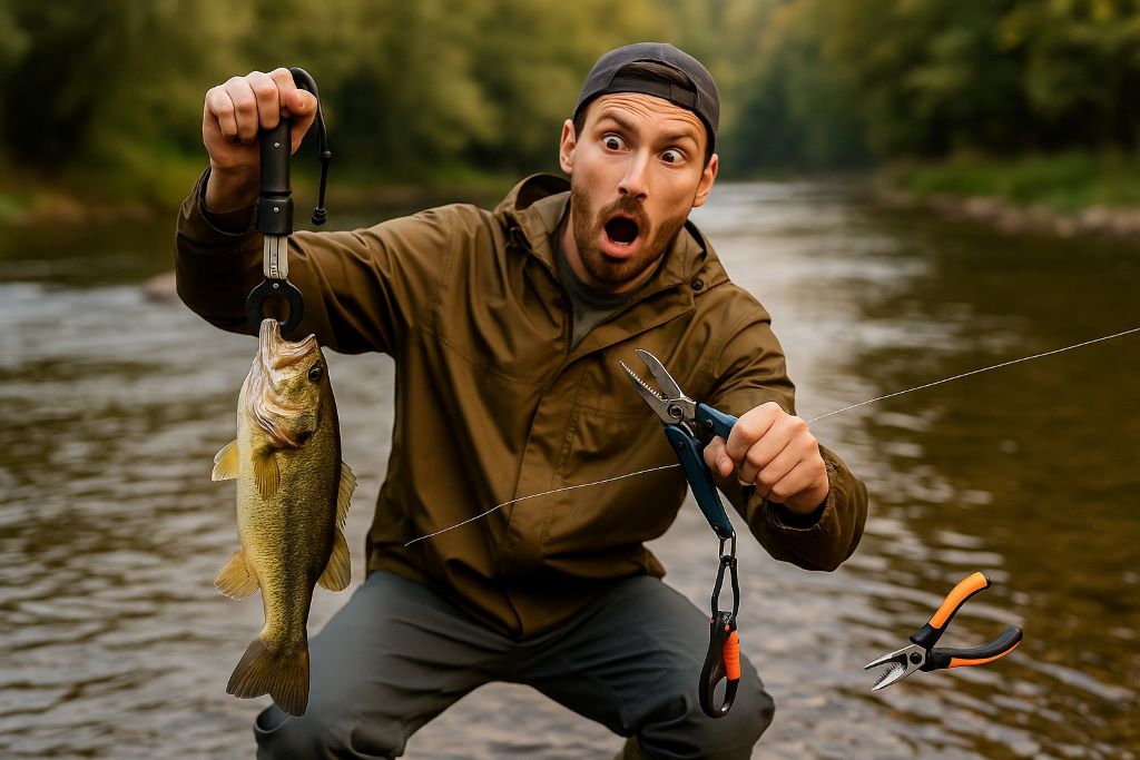 Canadian angler holding a fishing rod with trusted hook brands used for freshwater fishing