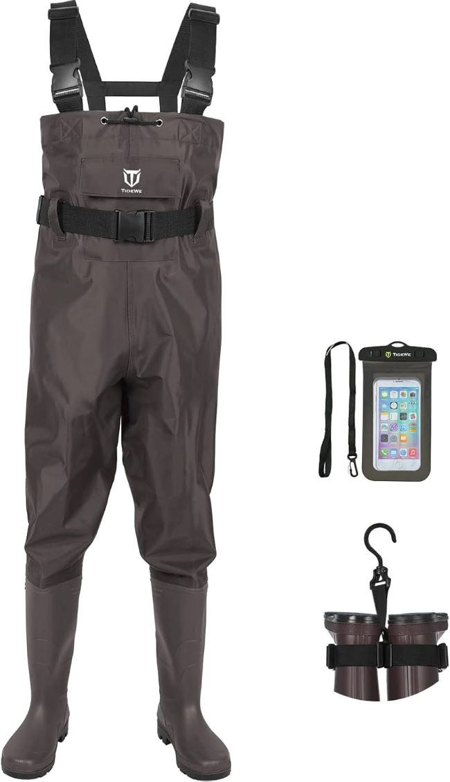 TIDEWE Bootfoot Chest Waders – 2-Ply Nylon/PVC Waterproof Fishing and Hunting Waders