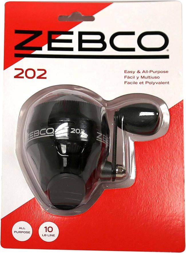 Zebco 202 spincast fishing reel right-hand retrieve pre-spooled with 10 lb line