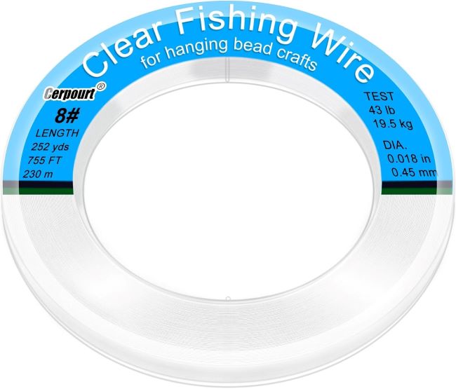 Cerpourt 755 ft clear monofilament fishing wire strong invisible nylon thread for hanging balloons, pictures, and crafts