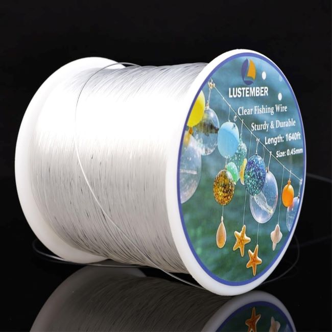LUSTEMBER 1640 ft clear fishing wire strong invisible nylon string for crafts, jewelry making, and decorations