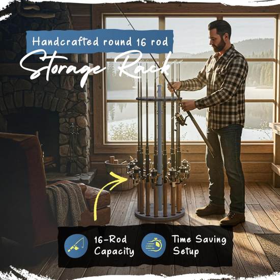 Rush Creek Creations Vertical 16 Rod Storage Floor Rack