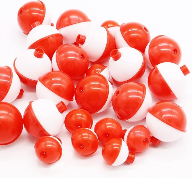 Woozettn 60 PCS hard ABS push button round fishing floats bobber set for tackle accessories