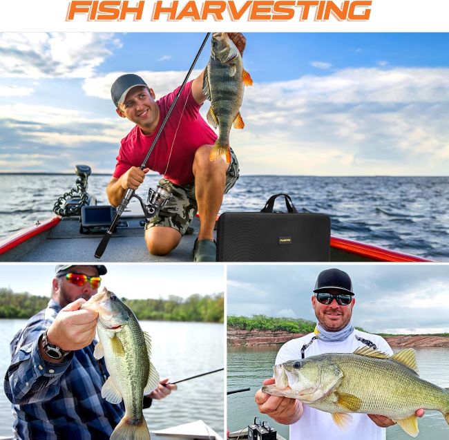 PLUSINNO portable fishing rod and reel combo with travel case for freshwater and saltwater adventures