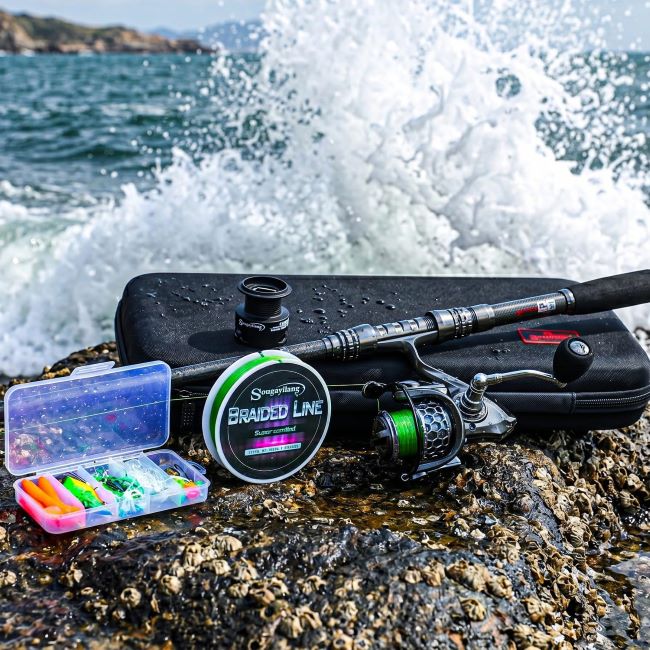 Sougayilang portable fishing rod reel combo for freshwater and saltwater fishing adventures