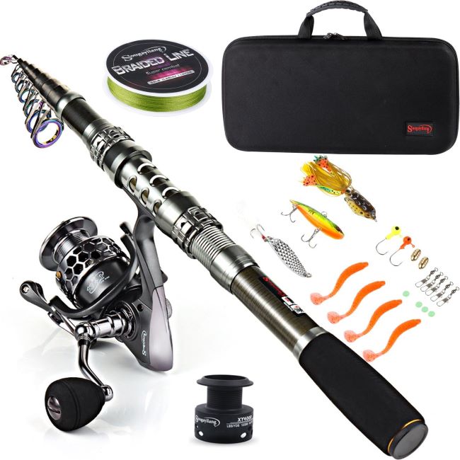 Sougayilang telescopic fishing rod and spinning reel combo with travel carrying case in Wyoming