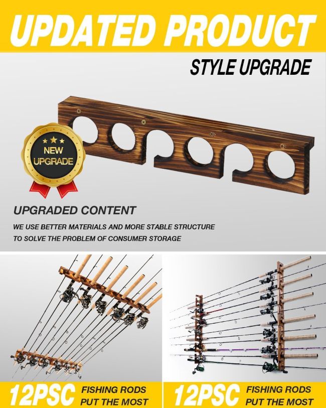 Ghosthorn fishing rod holder mounted on a ceiling to save space and organize fishing gear