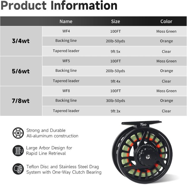 M MAXIMUMCATCH Tino fly reel with CNC-cut aluminum construction for fishing in Alabama