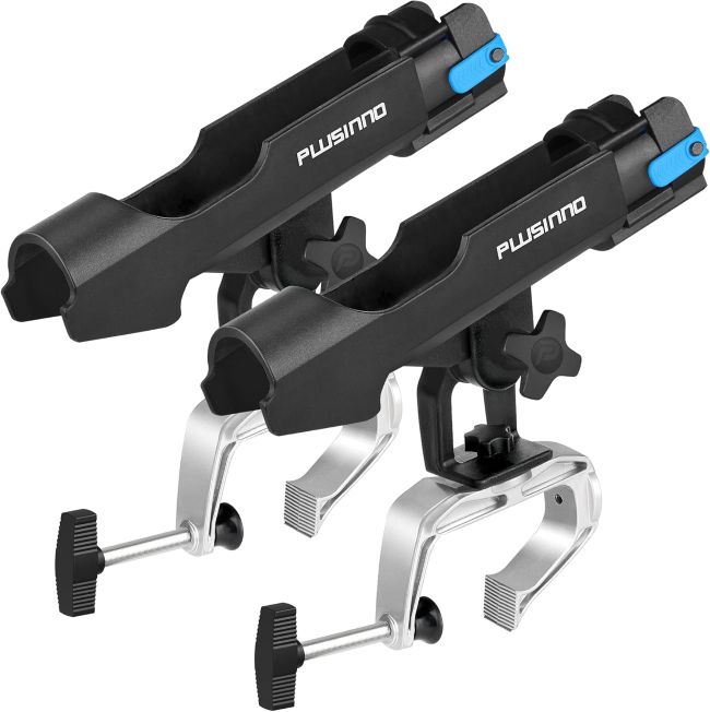 PLUSINNO fishing rod holders mounted in a Virginia garage for organized rod storage
