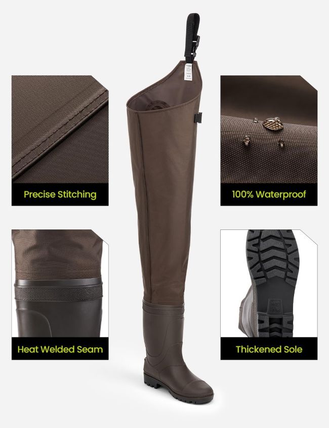 TIDEWE waterproof hip waders designed for fishing and shallow-water use