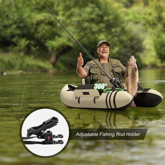 GYMAX inflatable fishing float tube with comfortable design