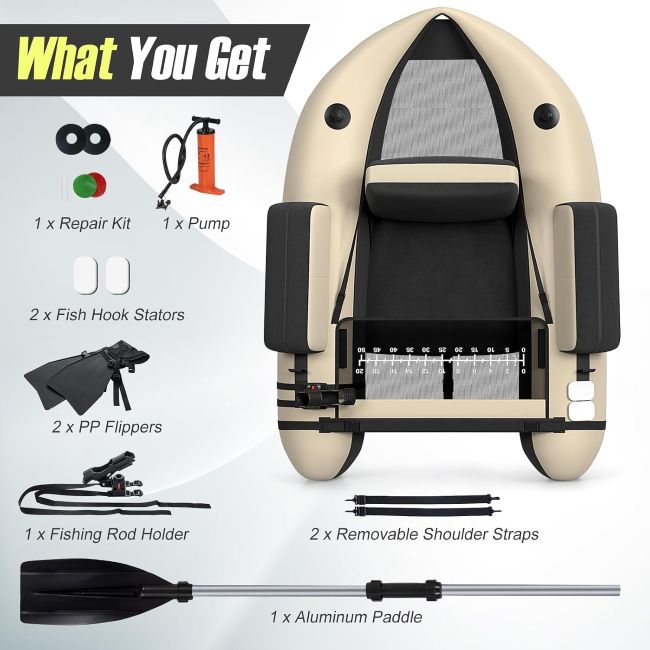 GYMAX Fishing Float Tube for portable water fishing